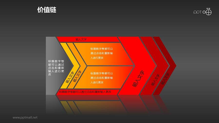 价值链——阳光橙红箭头PPT下载
