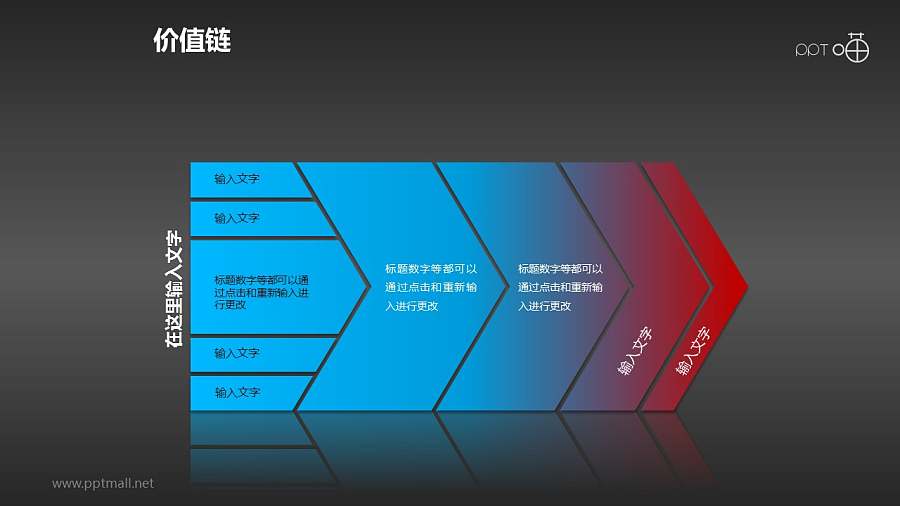 价值链——蓝色渐变箭头PPT下载