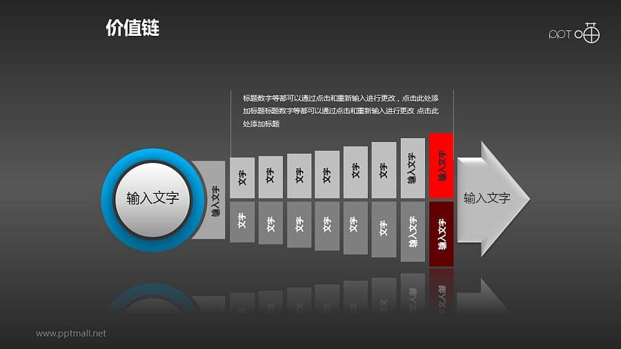 价值链——蓝红黑灰箭头PPT下载