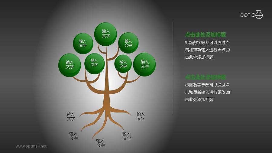 直观描述层级关系的树形图PPT模板