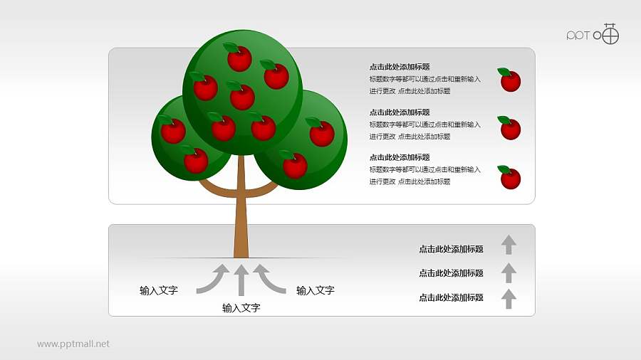 果实累累的树形图PPT模板