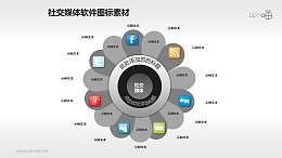 花瓣形排列的光泽质感社交媒体图标