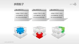 被强调的3D立体拼图模型PPT模板下载