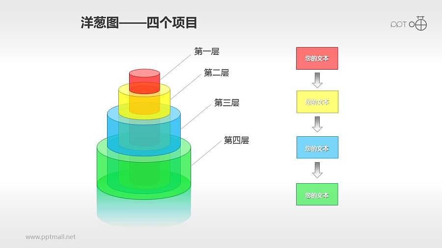 透明彩色的圆柱洋葱图PPT素材(9)