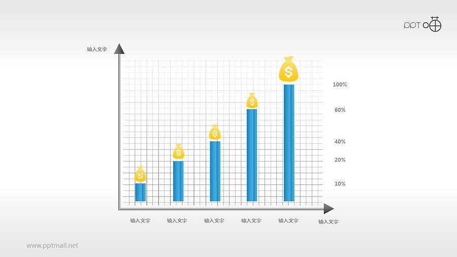 一份与经济相关的柱状图PPT模板下载