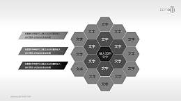 灰黑三层渐变蜂窝状图组PPT模板下载