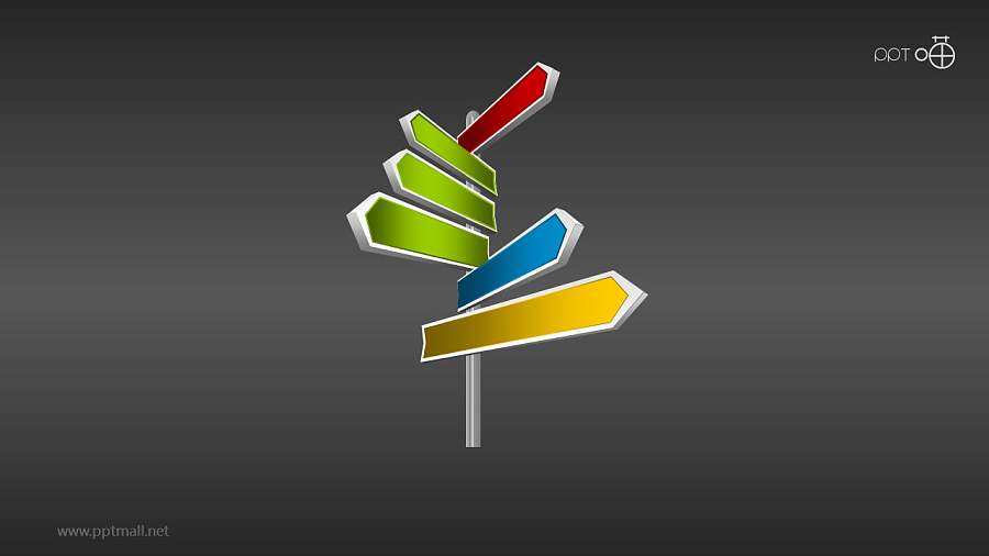 立体质感的路标/路牌PPT素材