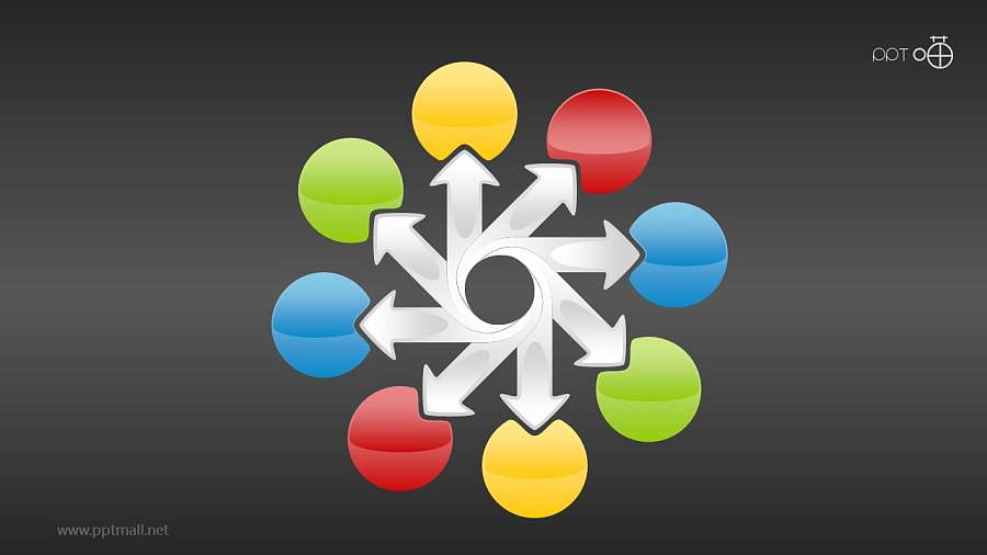 并列关系的彩色玻璃球PPT素材