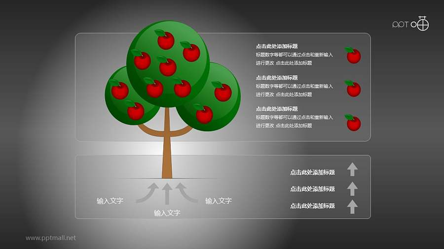 果实累累的树形图PPT模板