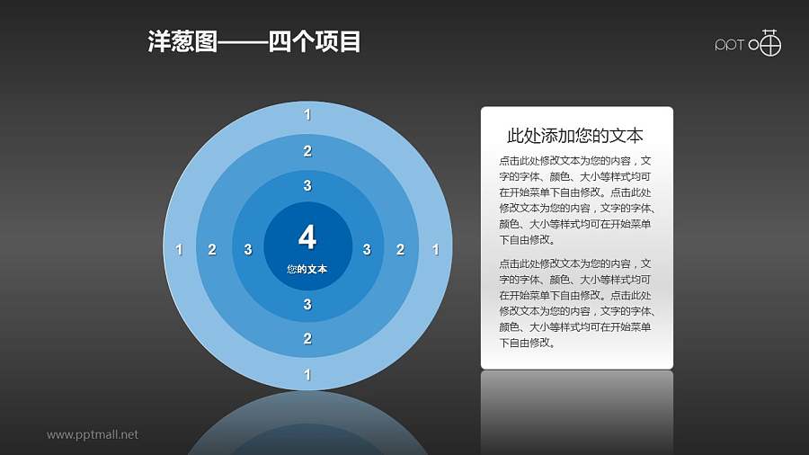 带文字说明的四层洋葱图PPT素材(4)