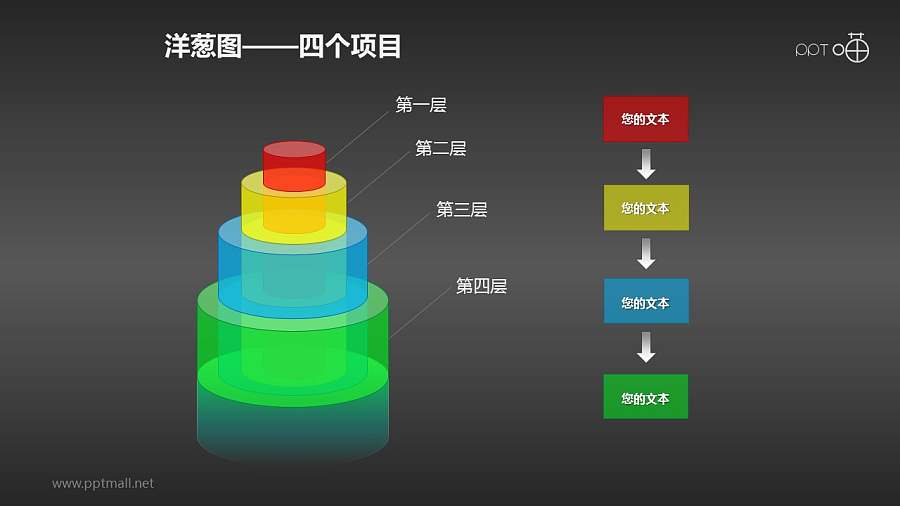 透明彩色的圆柱洋葱图PPT素材(9)