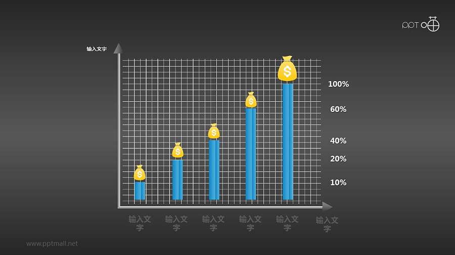 一份与经济相关的柱状图PPT模板下载