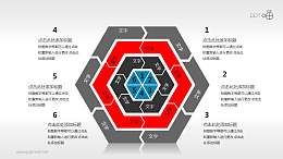 红黑灰遒劲六边形多层循环图组PPT模板下载