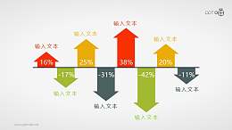 带箭头的上升下跌柱状图ppt素材模板