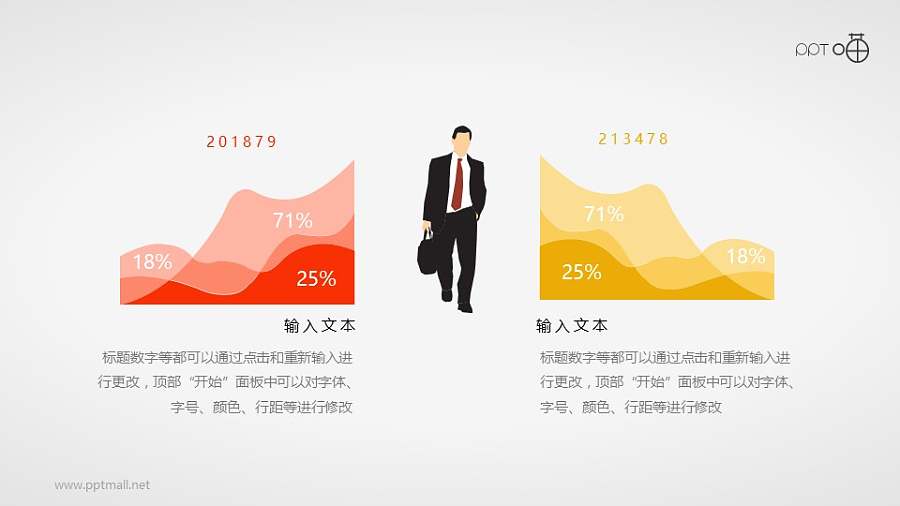 带绩效面积图的扁平化商务人物素材