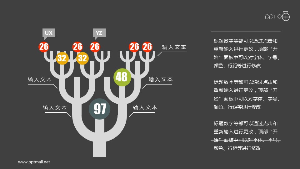 扁平化樹狀圖/樹枝圖PPT素材下載