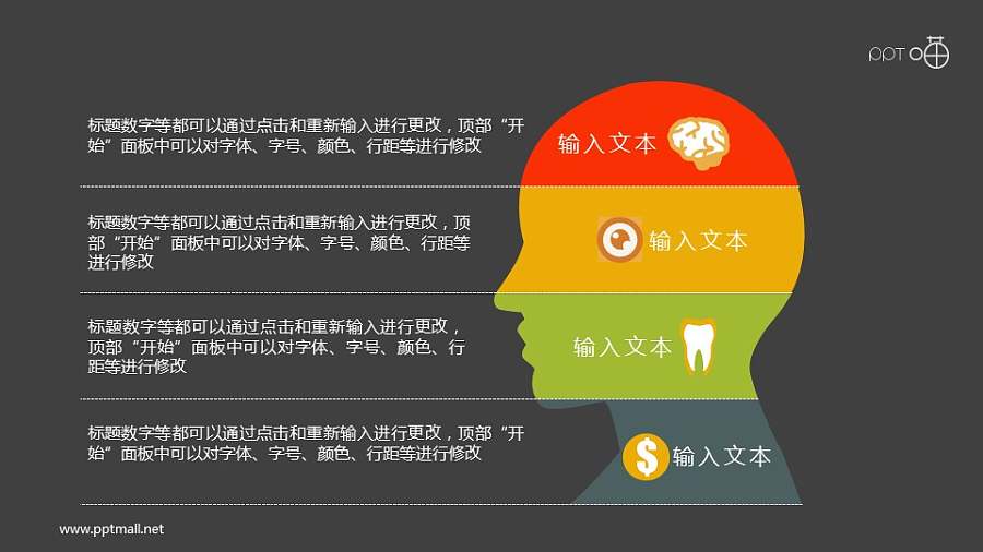 扁平化的人体生理结构图PPT素材