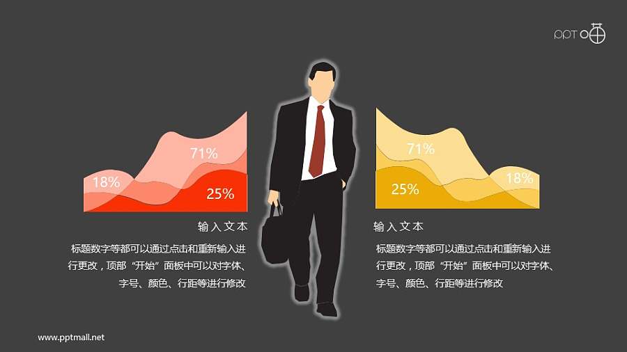 带绩效面积图的扁平化商务人物素材