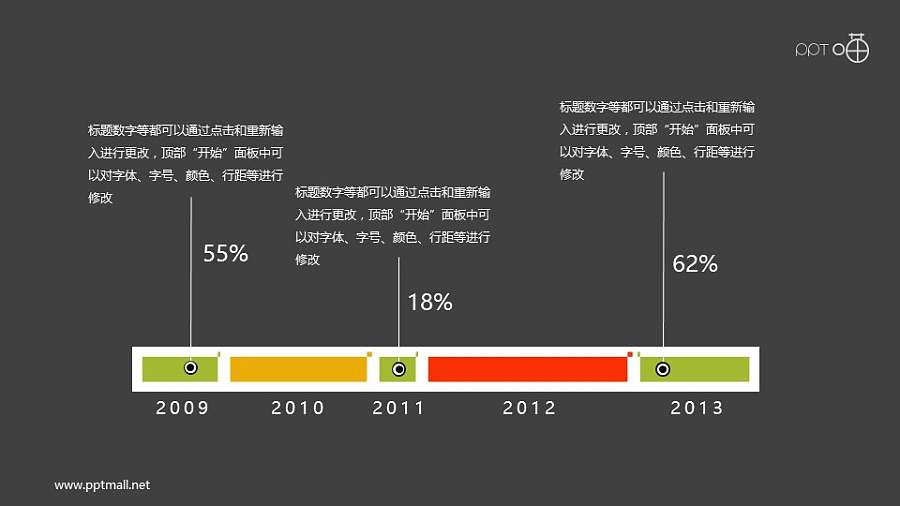 简约的扁平化时间轴PPT素材