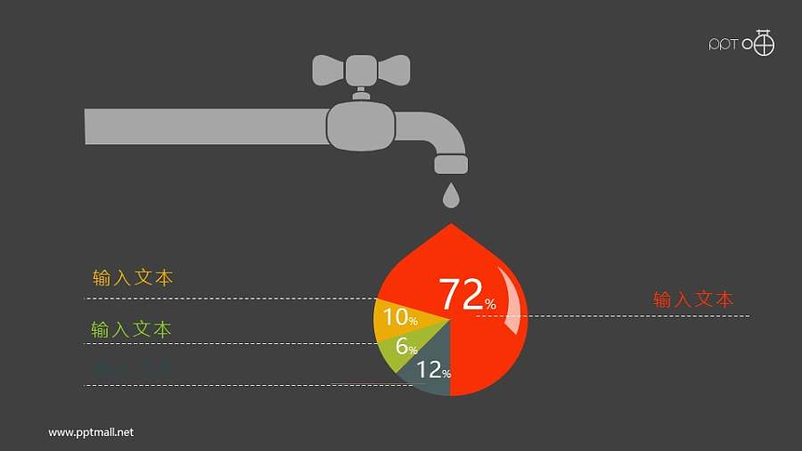 表达水资源状况的扁平化饼图素材