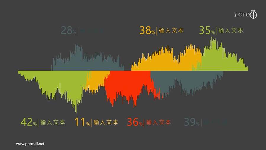 扁平化的噪声/波形面积图PPT素材