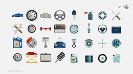 汽车工业系列矢量扁平化PPT图标素材