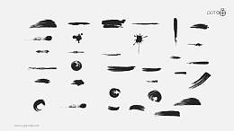 水墨中国风的墨迹笔刷矢量PPT素材包