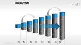 反映销售/经济等跳跃式增长的立体质感柱状图PPT素材(9)