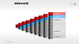 反映销售/经济等数据增长的立体质感柱状图PPT素材(10)