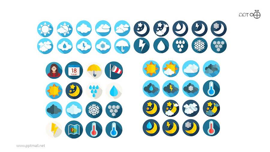 质感长阴影天气预报矢量图标素材