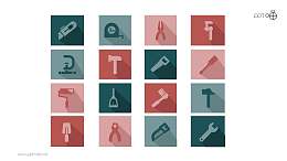 矢量长阴影的工具图标PPT素材