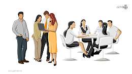 抽象的彩色商务人士简图PPT素材