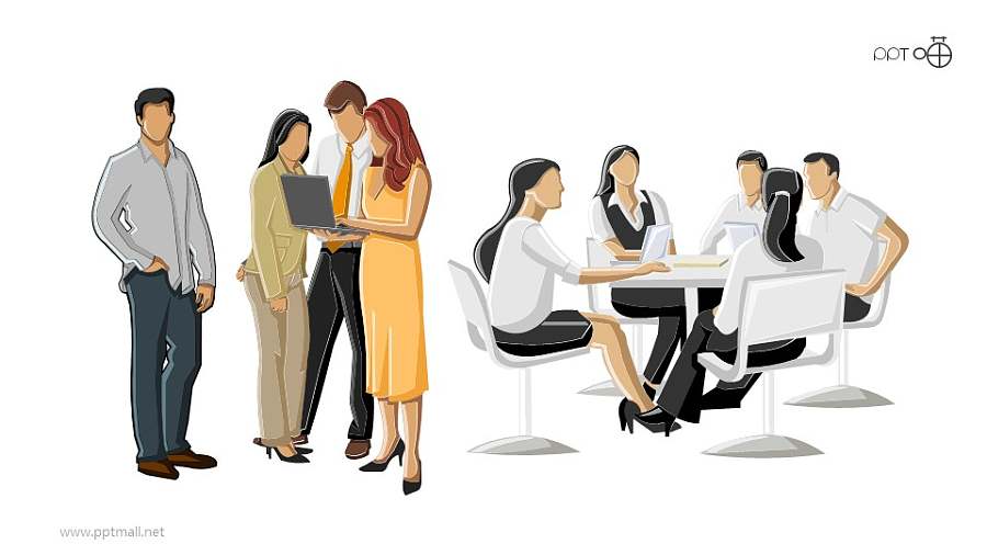 抽象的彩色商务人士简图PPT素材