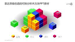 表达思维创造的可拆分方块积木PPT素材