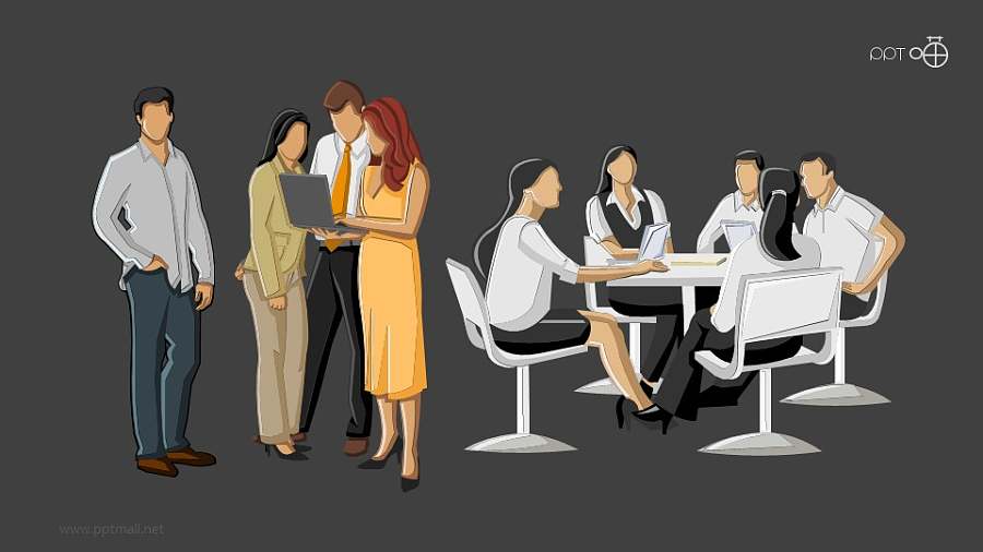 抽象的彩色商务人士简图PPT素材