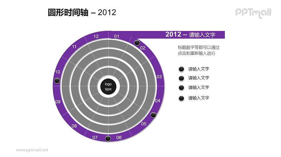 一整套圆形时间轴PPT素材包