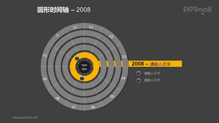 一整套圆形时间轴PPT素材包