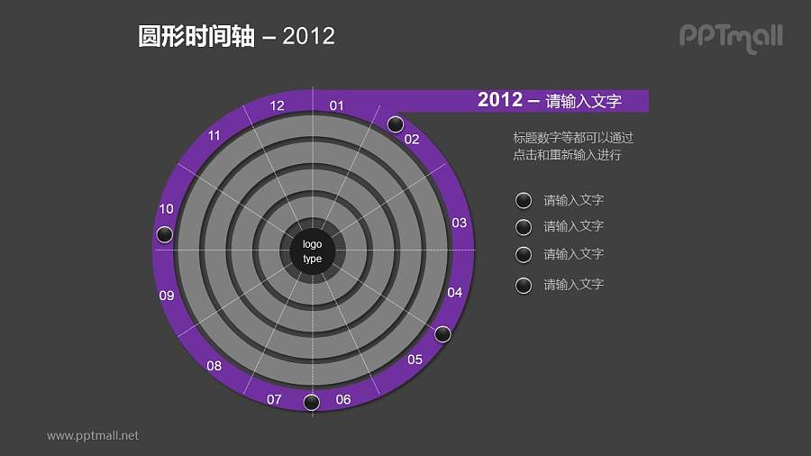 一整套圆形时间轴PPT素材包