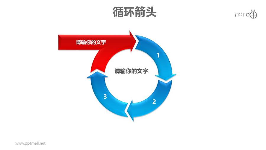 循环箭头之4部分箭头循环递进关系PPT模板素材