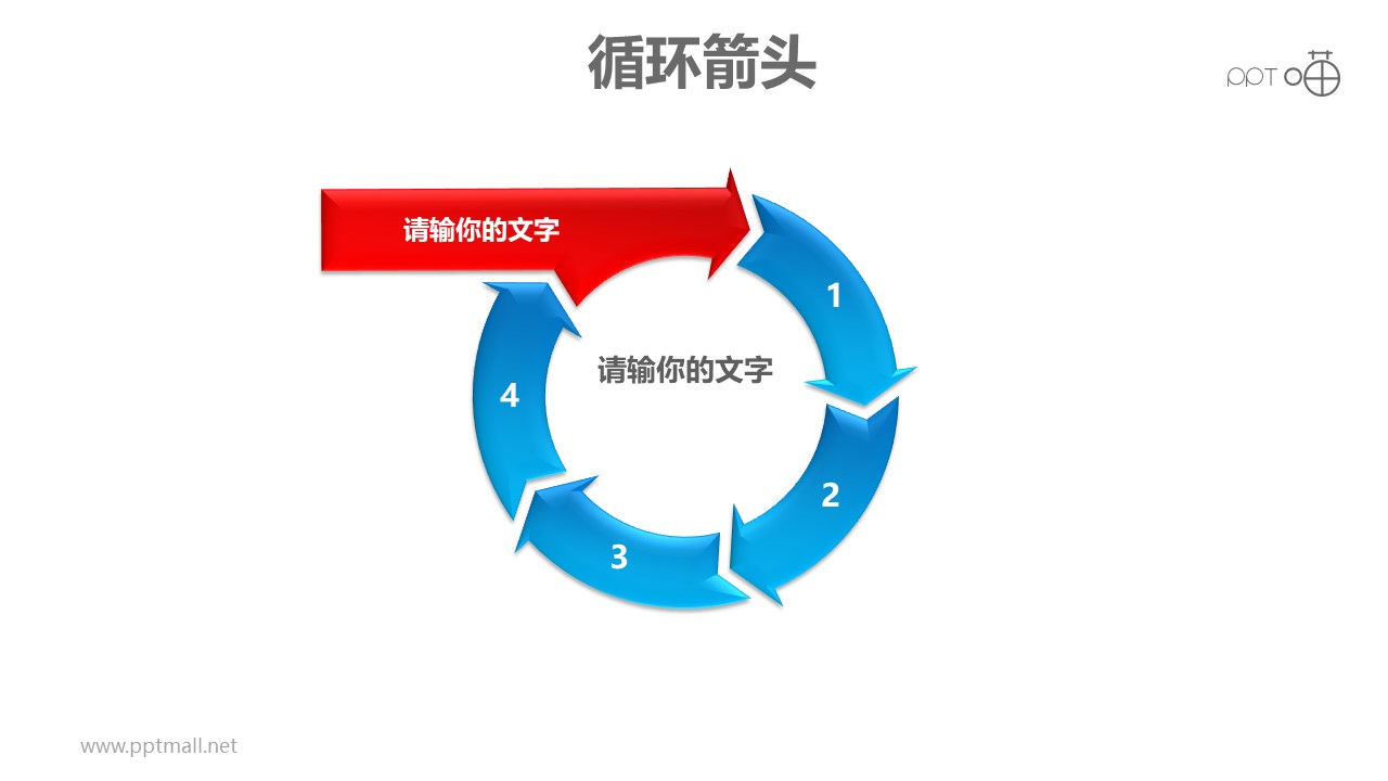 循环箭头之5部分箭头循环递进关系PPT模板素材