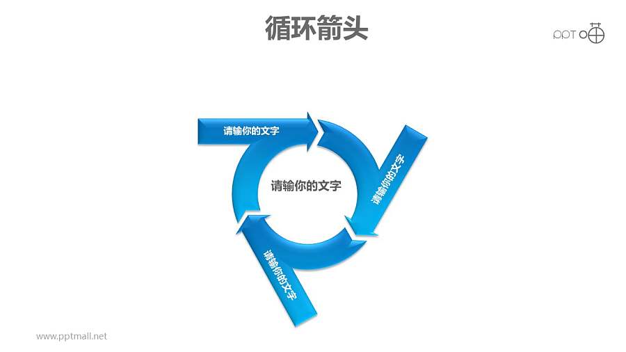 循环箭头之“旋转式”箭头循环图PPT模板素材