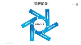 循环箭头之6部分旋转式箭头循环图PPT模板素材