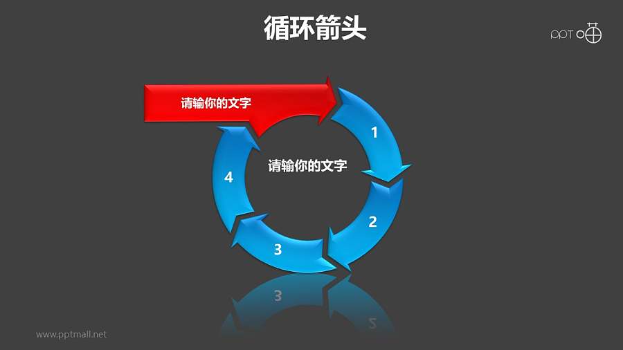 循环箭头之5部分箭头循环递进关系PPT模板素材