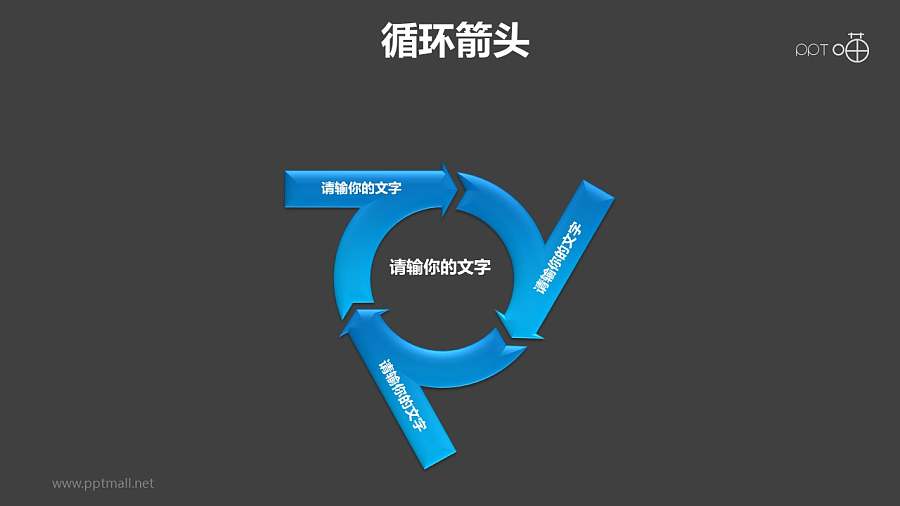 循环箭头之“旋转式”箭头循环图PPT模板素材