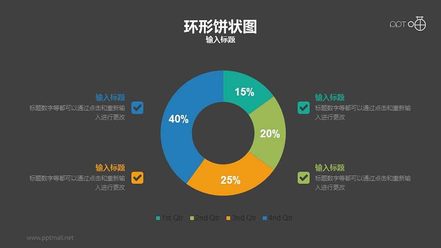 动态中空饼图PPT数据图表模板