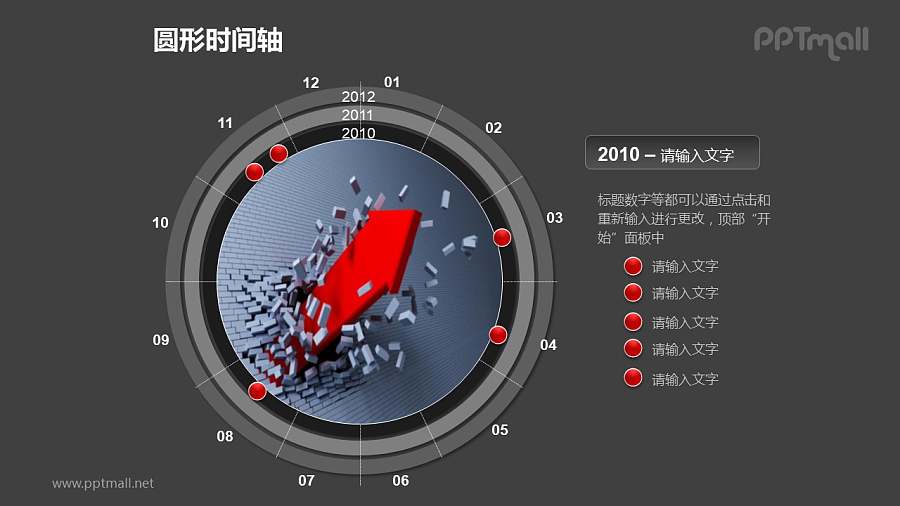 一整套圆形时间轴PPT素材包
