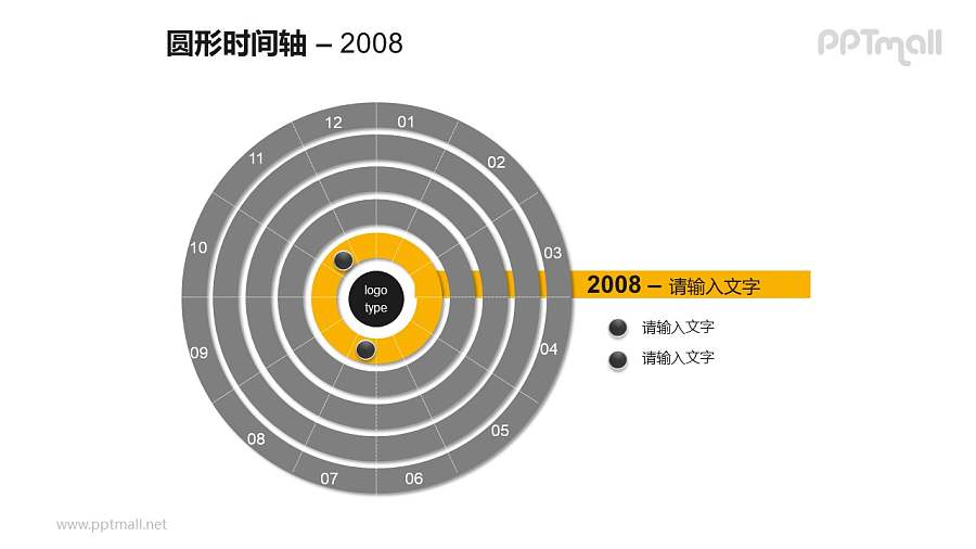 一整套圆形时间轴PPT素材包