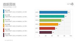 六个彩色条形纵向排列的数据图表PPT模板