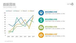 四项彩色折线图附数据说明PPT素材下载