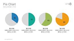 四个横向排列的彩色饼图数据分析对比图表PPT素材